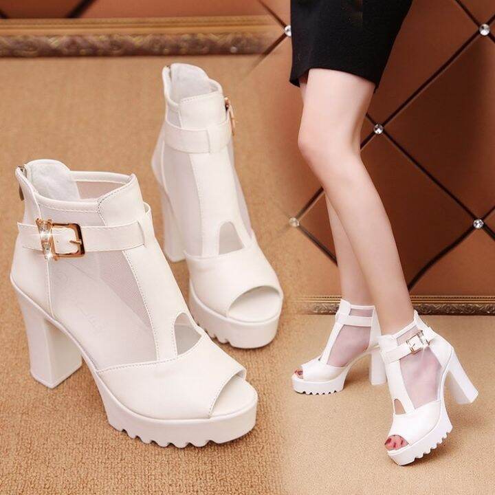 2023-new-fashion-womens-shoes-fish-mouth-sandals-womens-high-heeled-mesh-thickened-summer-hollow-mesh-open-toe-solid-color