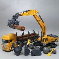 Engineering Truck Model 1:50 Excavator Grab Wood Toy Wood Transport Simulation Engineering Car Toy Birthday Gift Tractor Toys