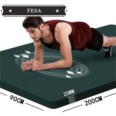 FESA เสื่อโยคะขนาดใหญ่หนาพิเศษ20มม. สำหรับผู้ชายกันลื่นเบาะรองออกกำลังกายผู้ชายความหนาแน่นสูง200มม. เสื่อออกกำลังกายสำหรับยิมออกกำลังกายที่บ้านยิมนาสติกออกกำลังกาย
