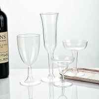 （HOT NEW）♣แก้วแก้วแชมเปญทรงฟลุ้ตไวน์แดงพลาสติกแบบใช้แล้วทิ้งขนาด180/230มล. แก้วค็อกเทลอุปกรณ์จัดงานแต่งงานถ้วยเครื่องดื่มบาร์