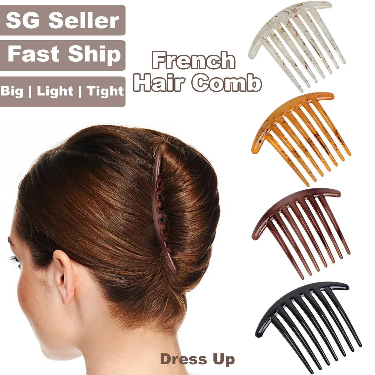 SG | Extra Firm] 10cm Large Bar French Pleat Hair Style Hair Comb, 7 Teeth  Elegant Stewardess Hairstyle Chignon Hair Comb | Lazada Singapore