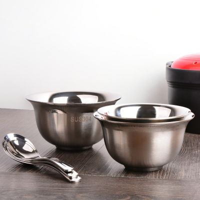 304 Stainless Steel Bowl Childrens Bowl Rice Bowl Soup Bowl Thickened Stainless Steel Bowl Double Layer Insulation Bowl