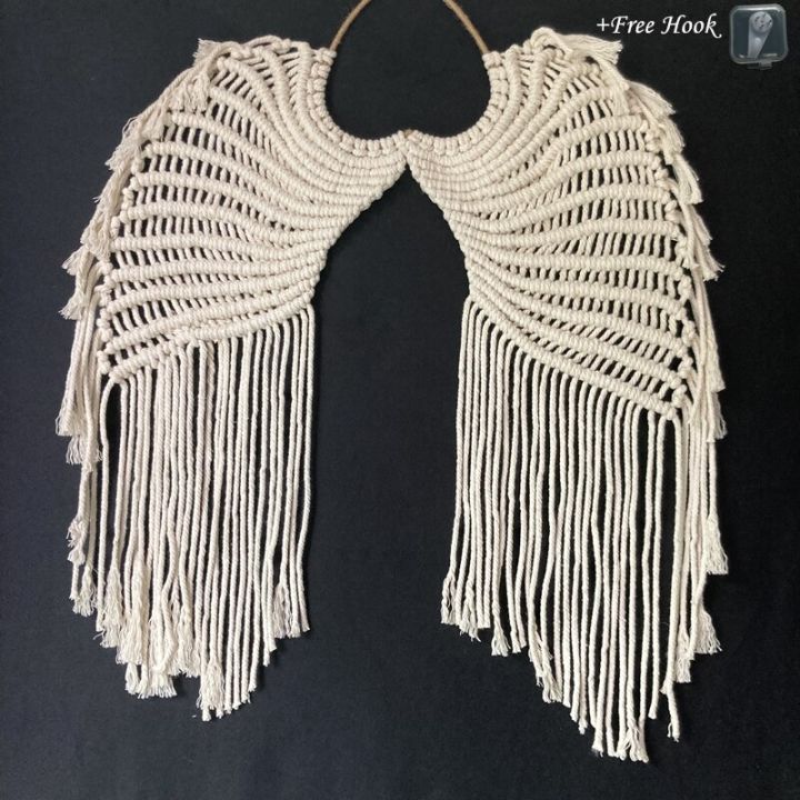 ของตกแต่งบ้านลายผีเสื้อปีกนางฟ้าโบฮีเมียน100-macrame-ที่ทำด้วยมือสำหรับตกแต่งขอเกี่ยวตกแต่งผนังฟรี