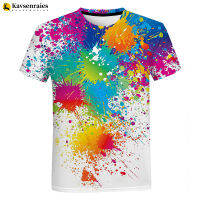 Rainbow Paint Splatter Tie-Dye 3D พิมพ์เสื้อยืดผู้ชายผู้หญิงแฟชั่นฤดูร้อน Casual Tshirt Streetwear ขนาดใหญ่เสื้อผู้ชายเสื้อผ้า