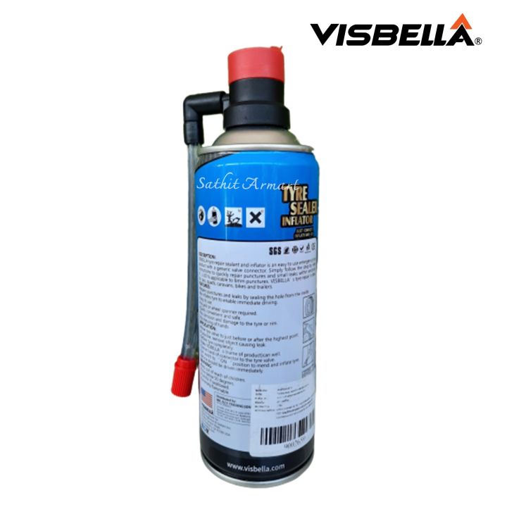 visbella-tyre-sealer-inflator-450-ml-ยางรถรั่ว-ยางรถแบนกลางทาง-ระหว่างทาง-ไม่มีร้านซ่อม-เราช่วยคุณได้-แค่มีสเปรย์กระป๋องนี้-ช่วยเติมลมล้อ-อุดรอยรั