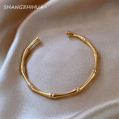2021 New Design Bamboo Shape Adjustable Size Bracelet For Woman Fashion Luxury Korean Jewelry Retro Girls Unusual Bracelet
