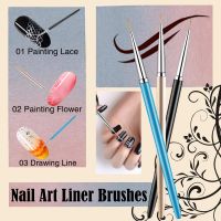 3Pcs Makeup Acrylic Stripe Nail Art Liner Brush Set 3D Tips Manicure Ultra-thin Line Drawing Pen UV Gel Brushes Painting Tools Artist Brushes Tools