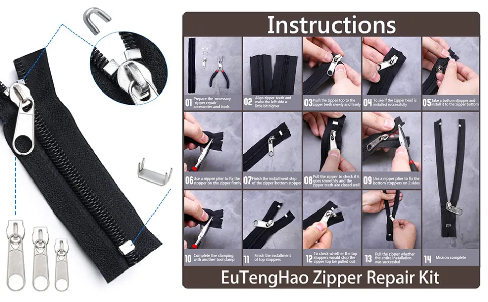 6Pcs Fix Zip Puller Instant Zipper Clip Zip Quick Fix Zip Puller Repair Kit  Zipper Replacement