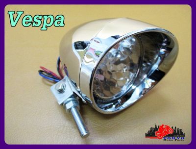 VESPA HEADLIGHT (dia. 8.5 cm.) ACCESSORIES with "CHROME" CASE // ไฟหน้ามอส แต่งหล่อ กลมเล็ก  (เส้นผ่าศูนย์กลาง 8 .5 ซม.) สินค้าคุณภาพดี