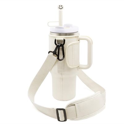 【YF】 Water Bottle Carrier Bag with Tumbler Handle Holder Adjustable Shoulder Strap for Hiking -Without