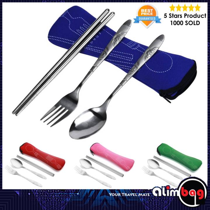 for　Travel　Camping　CaseTravel　Type　Piece　Flatware　with　Cutlery　Straw　Reusable　Utensils　Cutlery　set　Personal　GadTech　Camping　Case　Utensil　setChopsticks　Set　Portable　Travel　Hygiene　with　steel　Lazada　Silverware　Set　and　Stainless