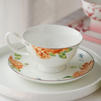 Bone China Coffee Cup Ceramic Flower European Afternoon Tea Cup And Saucer Phnom Penh Tazas De Cafe White Utensil Cup EF50BD