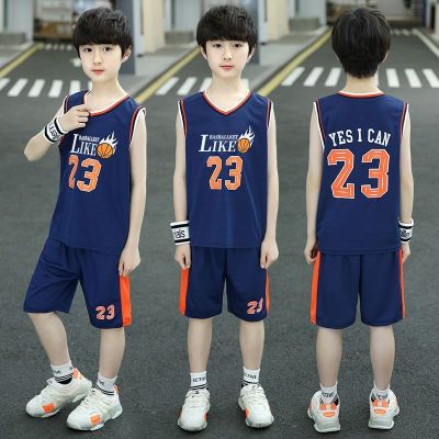 【Ready】🌈 Boys basketball suit summer thin section 2023 new middle and big childrens sports summer clothes childrens vest quick-drying clothes