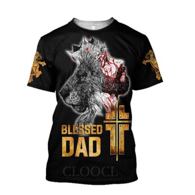 Christian Jesus T-shirts Men Tops 3D All Printed Short Sleeve Tees Lion With My God Print Harajuku T Shirts