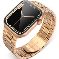 SmartPhonemall 5-bead Stainless Steel Watch Band For Apple Watch Series 8&amp;7 41mm / SE 2&amp;6&amp;SE&amp;5&amp;4 40mm / 3&amp;2&amp;1 38mm(Rose Gold)