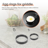 Non Stick Egg Rings,4 In&amp;6 In&amp;8 in Pancake Rings,Fried Egg Poacher Egg Cooking Mold with Oil Brush for Egg Omelet Muffin