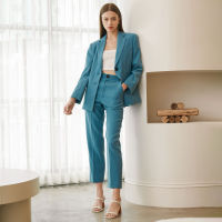 PIMNATTA Chloe Pants Blue กางเกงทรงกระบอก สีฟ้า (สินค้าพร้อมส่ง) ใส่ทำงาน ใส่ไปเที่ยว แพทเทิร์นสวย Complete Look