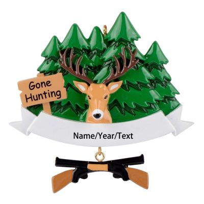 Gone Hunting Personal Christmas Tree Ornament-Reindeer Huntsman Hunter Trapper Stalker Woodsman Wildlife Shooting Sport Game