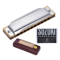 SUZUKI Folkmaster Blues Harmonica Standard Key of C A B E F Key 10-Hole 20 Tones Diatonic Blues Gaita Harmonica for Beginner