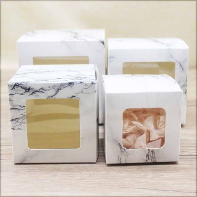 20pc Zerong Square size gifts box with window Marbling style package boxes cake cookies Wedding home party suppiles package box Tapestries Hangings