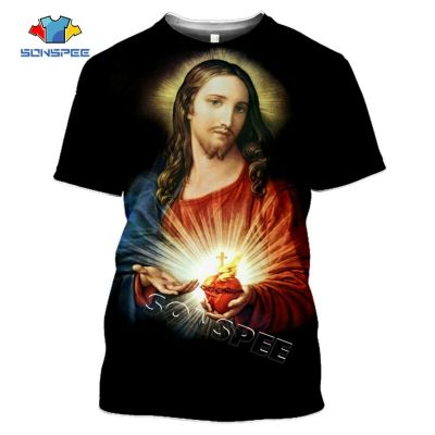 Harajuku Cartoon Mens and Womens T-shirt, Summer 3D Printing, Jesus Religion Leisure Fashion Round Neck Clothing XS-4XL