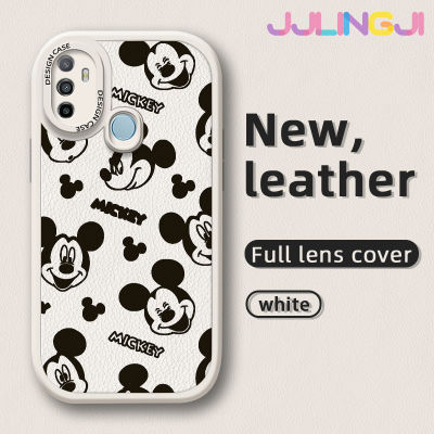 Jlingji เคสสำหรับ OPPO A53 2020 4G A53s 4G A32 A33 2020 A11s กระแสแฟชั่นลายมิกกี้เมาส์ใหม่ฝาครอบ Lensa Kontak หนังดีไซน์ใหม่โทรศัพท์ดีไซน์ข้างกล้องบางป้องกันเคสกันกระแทก