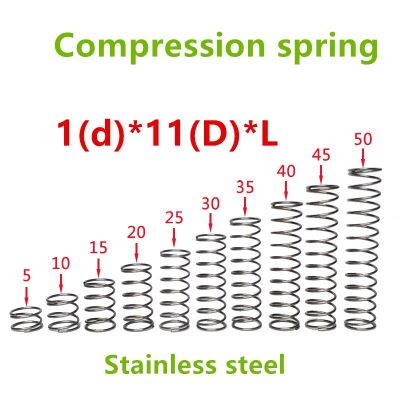 【Worth-Buy】 สปริงบีบอัดสายไฟสปริงจุดเล็กๆ50ชิ้น1*11*10/15/20/25/30/35/40/45/50สแตนเลสซีรีส์ขนาดเล็ก