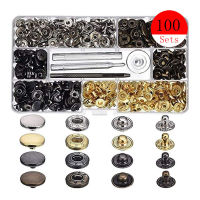 100(±5)pcs Leather Snap Fasteners Kit,12.5mm Metal Button Snaps Press Studs+Installation Tools+4 Color Leather Snaps for Clothes