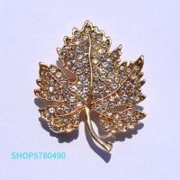 Classic Jewelry Leaf brooches Vintage pins Rhinestone Gold Color Brief Brooches for Women Coat Accessories Unisex Elegant Pin