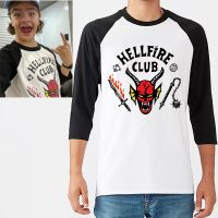 [ขายดีที่สุด] Hellfire Club Stranger Things 4 T เสื้อผู้ชาย Aesthetic Graphic Tshirts Unisex Casual Oversize 3/4แขนผ้าฝ้าย Tee เสื้อเสื้อผ้า