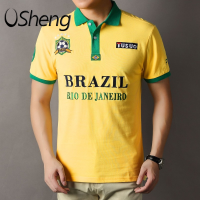 VSheng ขนาดใหญ่คอ T เสื้อสำหรับชายเสื้อโปโลบราซิล Rio De Janeiro ขนาดพิเศษ Lapel ฟุตบอลแขนสั้นโอเวอร์ไซส์ S To 6XL สูงสุด135กก.