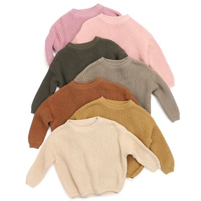 Kids Sweater Autumn Winter Boy Girl Casual Solid Crewneck Tops Soft Thick Children Clothing Baby Sweaters Knit Wool Clothes 0-5Y