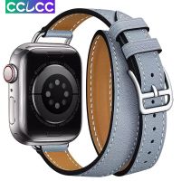 CCLCC สำหรับสายคาด Apple Watch ขนาด49มม. 45มม. 41มม. สายหนังนาฬิกาคู่ขนาด40มม. 42มม. 44มม. ซีรี่ส์8 7 6 SE 5 4 3 2 38มม.