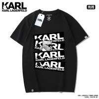 Explosive Karl Lagerfeld Karl Lagerfeld แขนสั้นอินเทรนด์แบรนด์เสื้อยืดพิมพ์ลายชายและหญิง