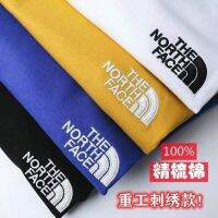 TheNorthFace เสื้อปักลายที่มีคุณภาพสูง,เสื้อยืดผ้าฝ้ายฤดูร้อนแขนสั้นทรงหลวมขนาดใหญ่คอกลมคู่กีฬา