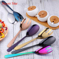 Big Salad Spoon Fork Set Stainless Steel Kitchen Food Server Pasta Utensils Public Gold Tableware Using Buffet Restaurant Tools