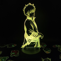 Gintama Sakata Gintoki Odd Jobs 3D อะนิเมะ Led โคมไฟลาวา Illusion Night Light Creative Cool ของขวัญสำหรับเพื่อนมังงะอุปกรณ์ต่อพ่วง