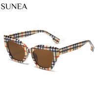 Fashion Cat Eye Sunglasses Women Sunglass Vintage Plaid Sun Glass Female Luxury Design Eyewear UV400 Gradient Gray Shades