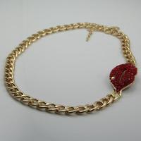 [COD] European and celebrity necklace nightclub flame red lips exaggerated womens short clavicle chain factory direct