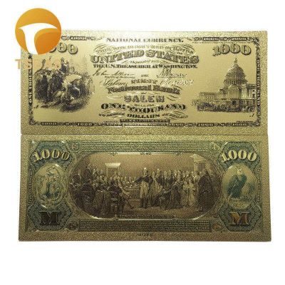 ธนบัตรสีทองจากสหรัฐอเมริกามีจำนวนจำกัดธนบัตร5ดอลลาร์ธนบัตรในธนบัตรสีชุบทอง24K สำหรับเป็นของขวัญในชุดสะสม