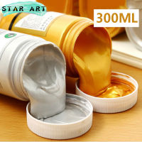 Maries Gold/Silver 300Ml Single บรรจุขวดสีอะคริลิค Pigment Art ภาพวาดหน้าจอผ้าไหมพิมพ์ตาข่าย Transfer Stencil Ink สำหรับ DIY เสื้อผ้ากระเป๋าเป้สะพายหลังกลางแจ้งภาพวาด,กันแดดกันน้ำไม่ซีดจางสถาปัตยกรรม Golden สีศิลปิน Art นักเรียน