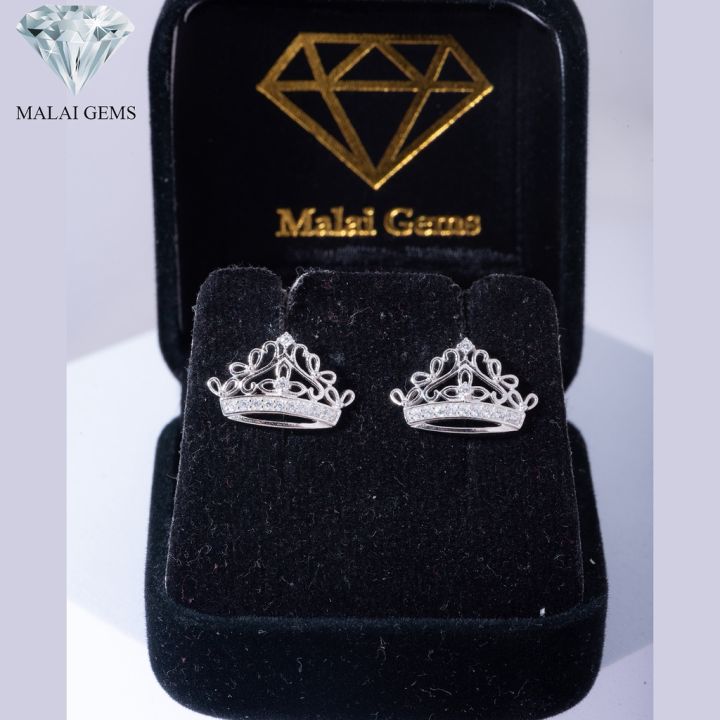 malai-gems-ต่างหูเพชร-เงินแท้-silver-925-เพชรสวิส-cz-เคลือบทองคำขาว-รุ่น-151-ce1612-แถมกล่อง-ต่างหูcz-ต่างหูเงินแท้