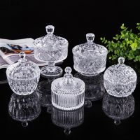 【YP】 Transparent Glass Jar with Cover Storage Snack Cotton Swab Organizer Bottle Candle Jars