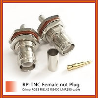 1PC RP-TNC หญิง Jack nut RF Coax Connector Crimp RG58,RG142,RG400, LMR195 ตรง Nickelplated ใหม่ขายส่ง