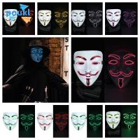 POUKL ชุดคลุมศีรษะ V for Vendetta ฮาโลวีน พีพี ไฟ LED สไตล์สตรีมพังค์ ปิดตา ส่องสว่าง การตกแต่งตกแต่ง