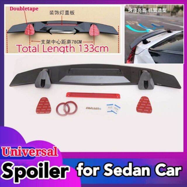 UNIVERSAL CAR SPOILER SI DESIGN (NO NEED DRILL) Lazada