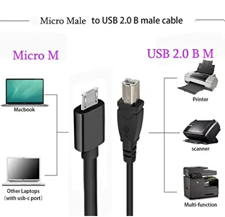 Micro USB Male To USB B Type Male Data OTG Cable For Mobile Tablet ...