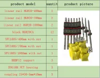 ชุดเครื่องมือ SFU1605/1610ลูกบอลสกรู + 16มม. HGR20 + HGH20CA/HGW20CC รางรางเลื่อนตรงเรียบตารางเชิงเส้น20มม. CNC แบบ4แกนเราเตอร์3 CNC