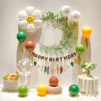 【Affordable variety of balloons】 Ins ชุดบอลลูนปาร์ตี้วันเกิดครั้งแรก Baby Shower Forest Theme ตกแต่งพื้นหลังชุดแบนเนอร์ไม่ทอ