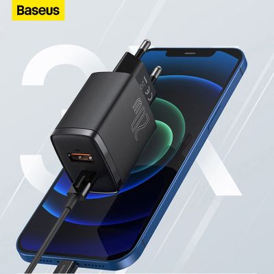 Baseus พอร์ต USB คู่ชาร์จเร็ว Baseus 20W,เครื่องชาร์จ USB สนับสนุนประเภท C PD โทรศัพท์พกพาได้พอร์ต USB คู่ที่ชาร์จสำหรับไอโฟน14 13 12 11 Pro Max
